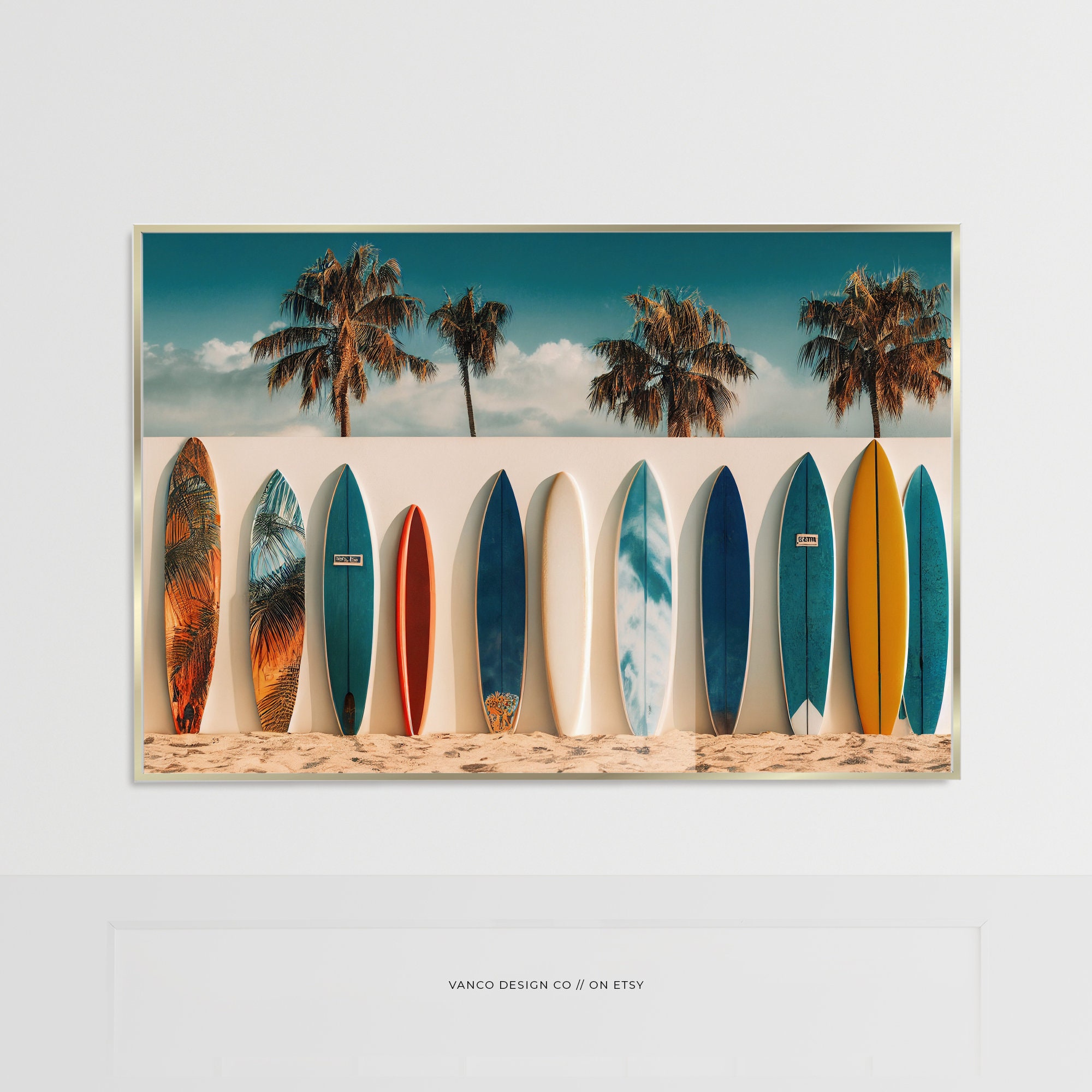 Colourful Surfboards Art Print Surf Beach Decor Wall Art