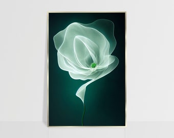 Smaragdgrüne Blumenwandkunst, abstraktes Avedon modernes minimalistisches Design (digitaler Download)