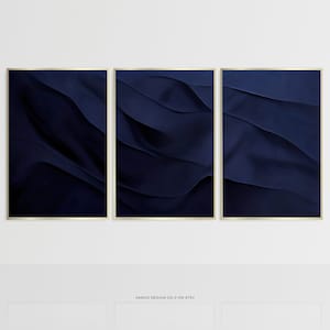 Navy Blue Wall 3 Piece Art Decor Abstract Dark Blue Male Bedroom Printable Wall Art Digital Download