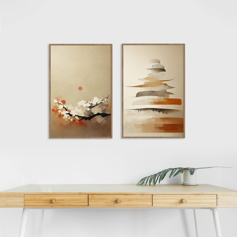 Modern Neutral Abstract Art Japandi Wall Decor Printable Set Etsy