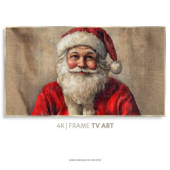 Vintage Santa Claus FRAME TV Art Print Retro Father Christmas