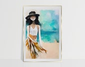 Boho Beach Wall Art, Surf Prints, Boho Beach Print, Teen Girl Wall Art, California Ocean Print Summer Art, Girly Indie Room Decor