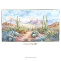 Sonoran Desert Cactus Watercolor, Southwestern Frame TV Art (Digital Download)