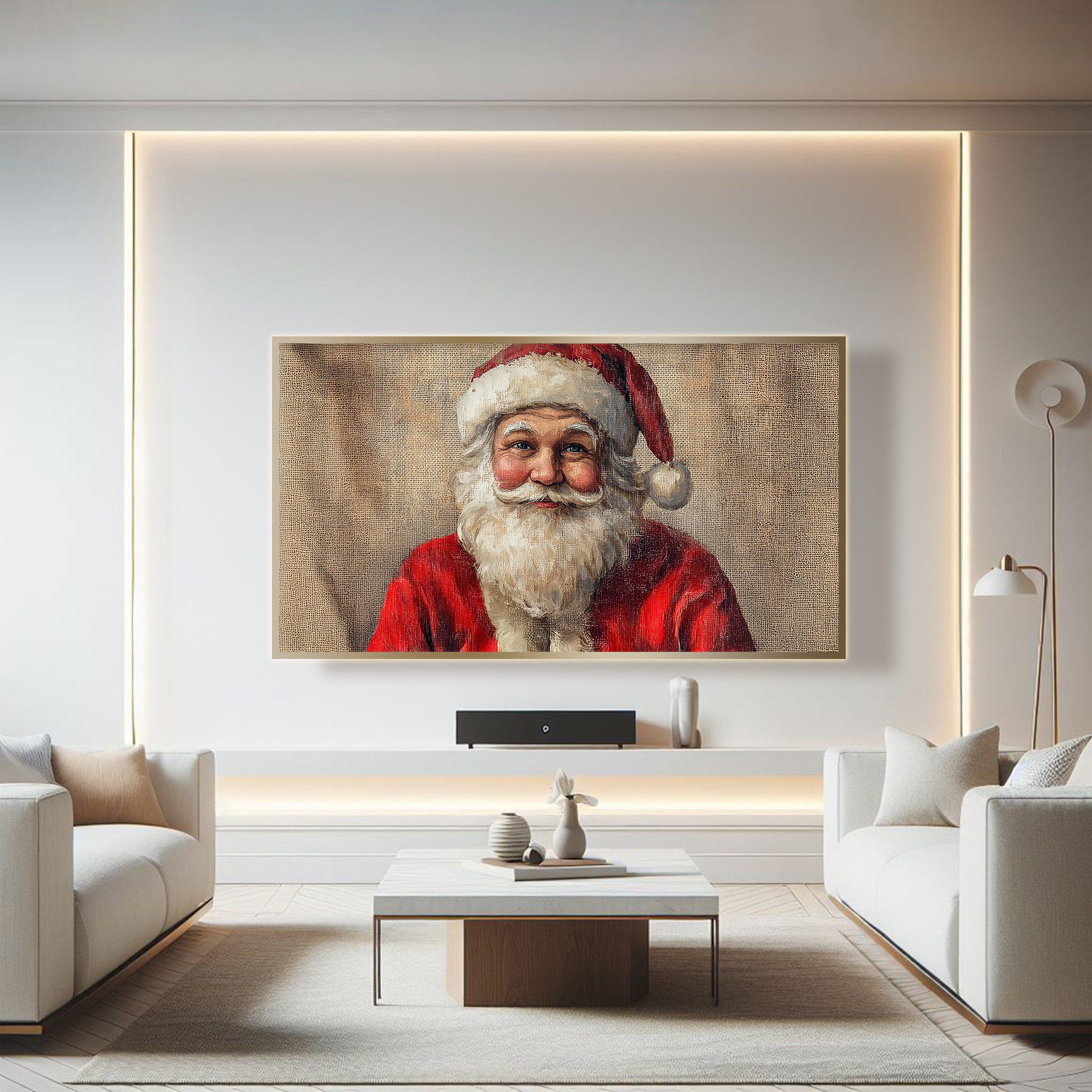 Vintage Santa Claus FRAME TV Art Print Retro Father Christmas