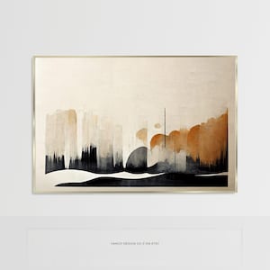 Modern Neutral Abstract Art Japandi Wall Decor Printable, Horizontal Beige Black Neutral Gallery Wall, Minimalist Nordic Wall Art Prints