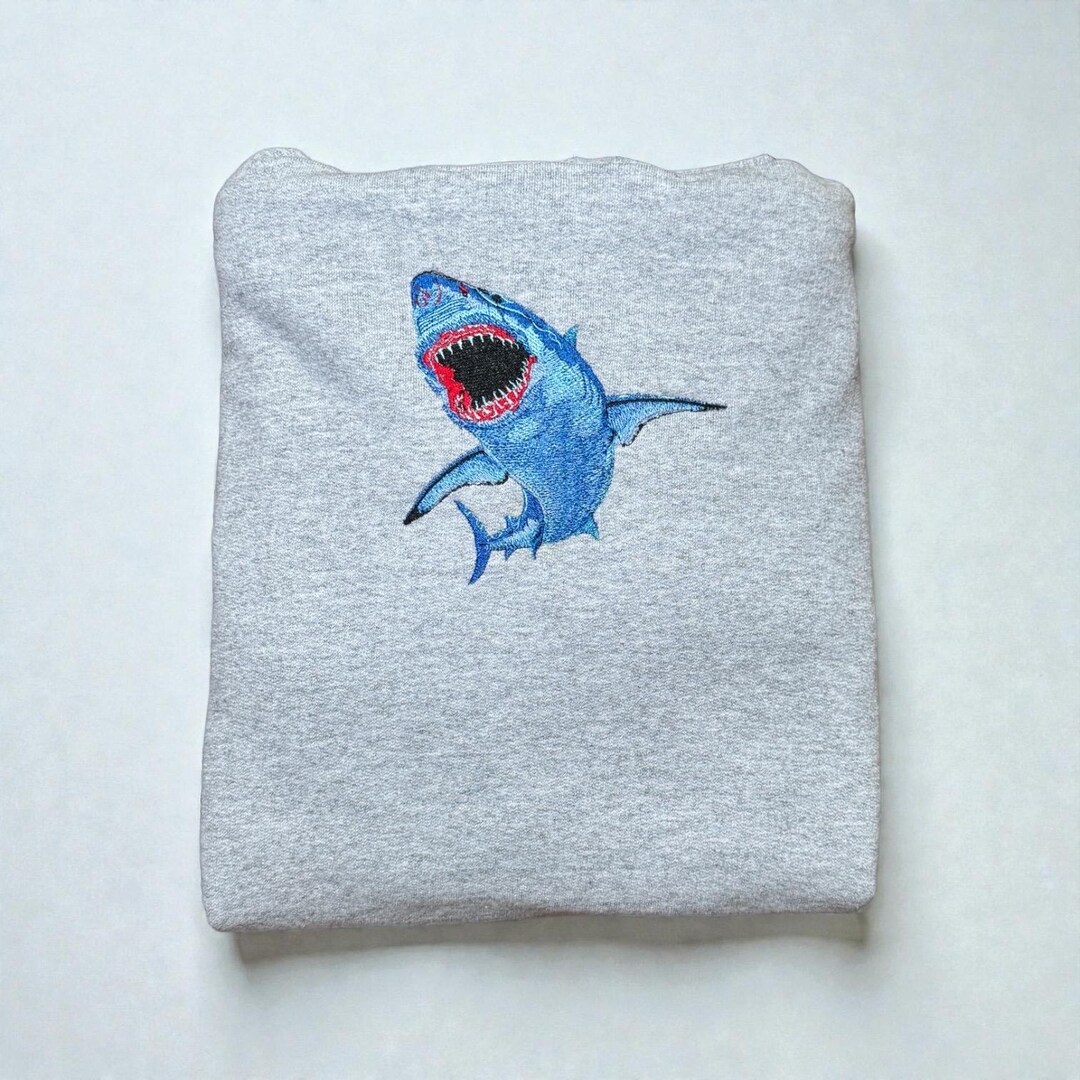 Great White Shark Embroidered Hoodie| Custom Embroidery - Etsy