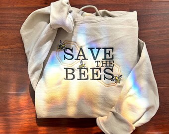 Save The Bees Hoodie | Mental Health Sweatshirt | Climate Change | Save The Planet | Embroidery | Embroidered Clothes |