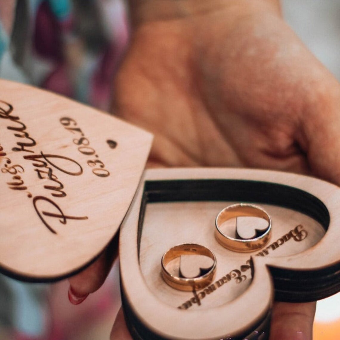 Personalized Wooden Ring Puzzle Box Custom Engraved Heart Etsy