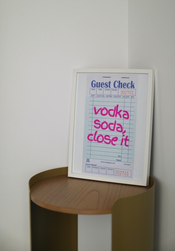 Vodka Soda Close It Guest Check Preppy Digital Download Etsy