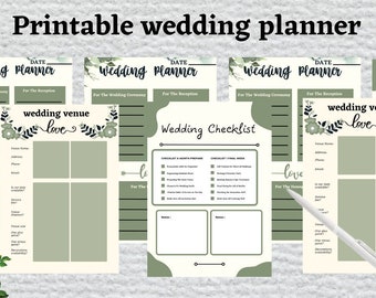 Wedding Planner Printable, Wedding Planning Book, Printable Wedding Planner, Wedding Binder, PDF, Wedding Checklist