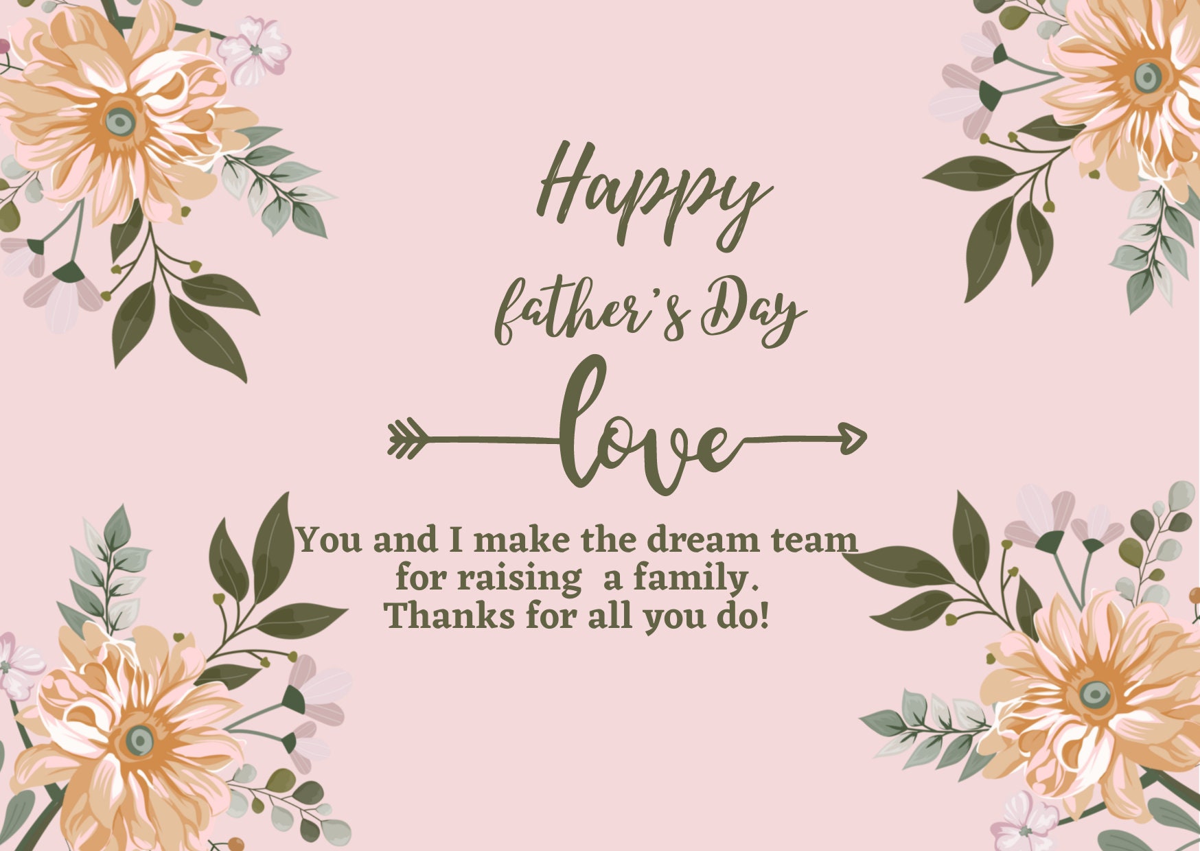 Printable Father's Day Card, Card for Dad, Father's Day Quote, Card ...