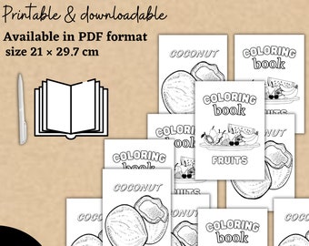 8 Printable Fruit Coloring Pages, Coloring Pages Fruit, Fruit Coloring Pages, Simple Coloring Pages for Kids, Toddlers, Preschoolers book.