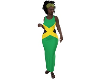 Jamaican Colors Long Maxi Dress