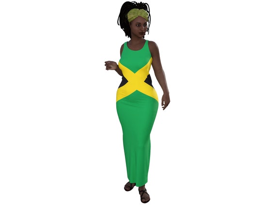 Jamaican Colors Long Maxi Dress Etsy UK