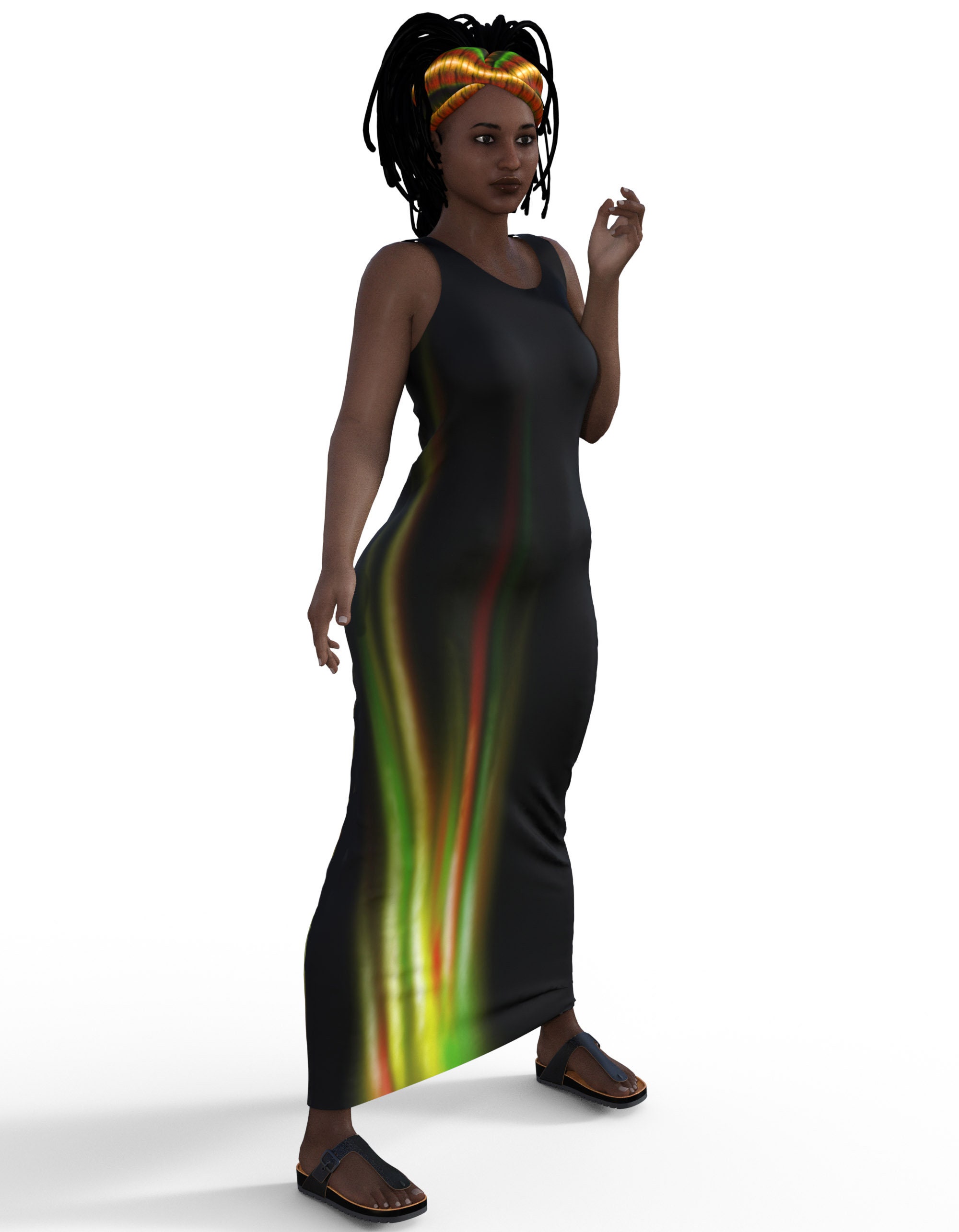 Black Rasta Style Jamaican Style Maxi Dress