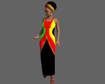 Imperial Empress Maxi Dress - Rasta Long Dress