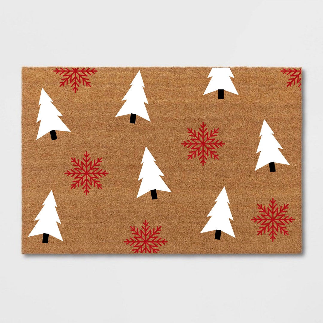 Christmas Tree Door Mat Holiday Door Mat Western Christmas Etsy