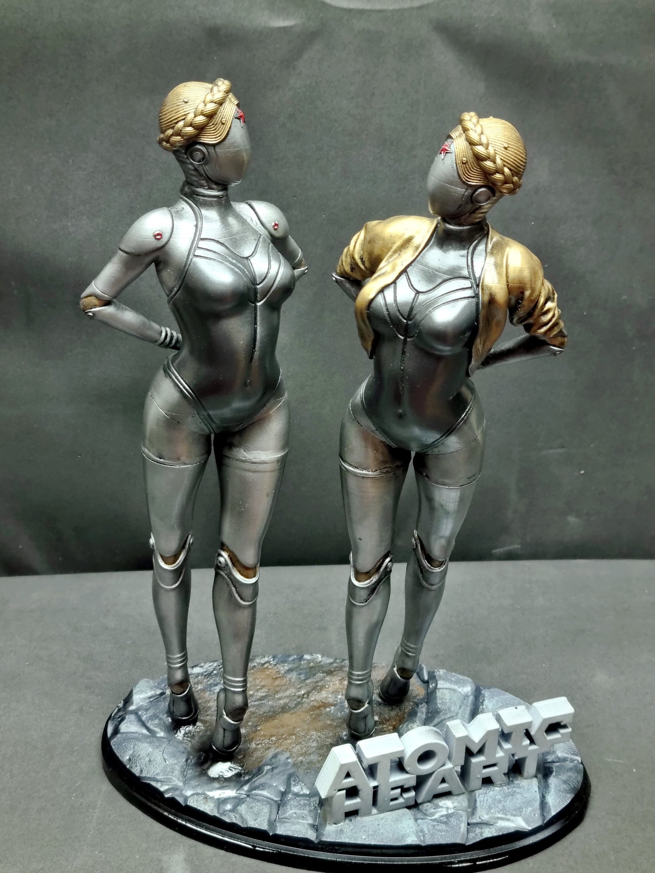 Atomic Heart Robot Twins 2 Figurines Hand Painted 