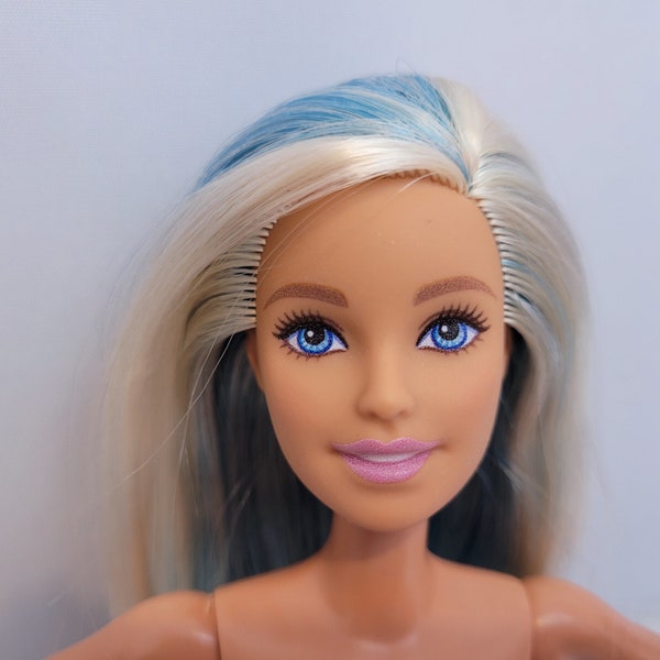 Basic Doll Dress Me Blue Blocked and Blond Hair
