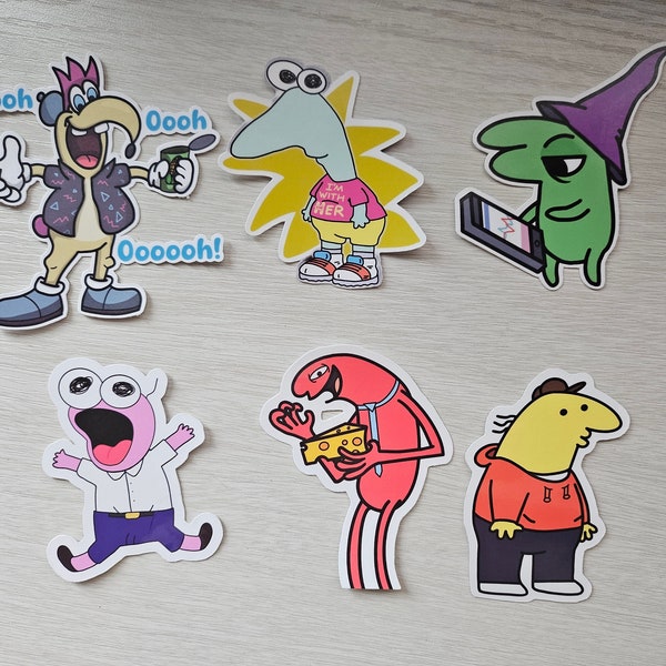 Smiling Friends Character Handmade Stickers