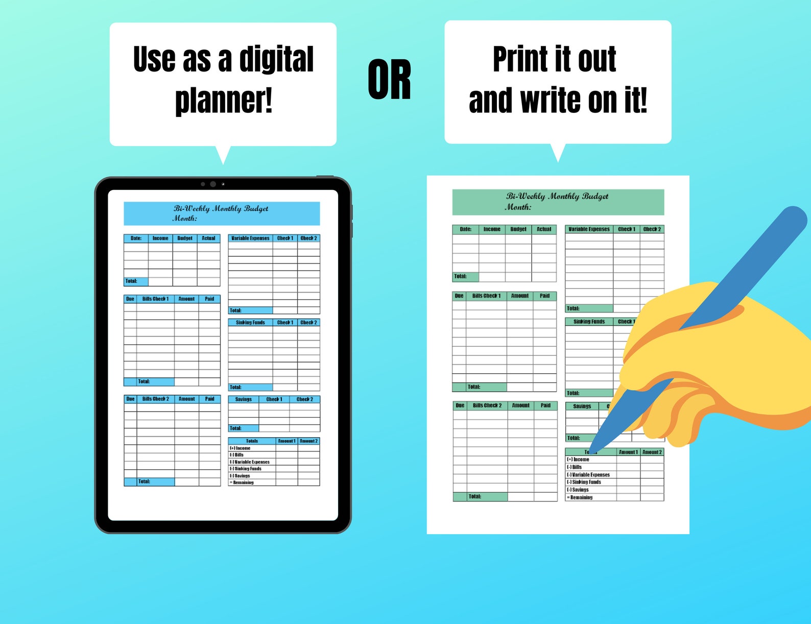 Bi-weekly Monthly Budget Planner - Etsy