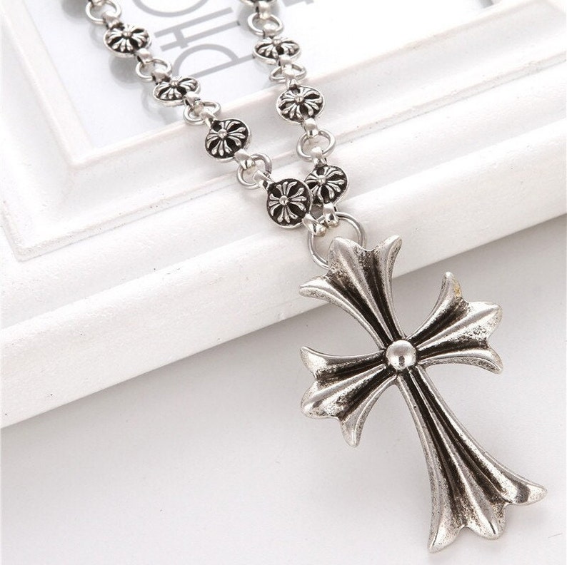 Chrome Hearts Necklace Cross Gothic Chain With Cross Inspired Etsy