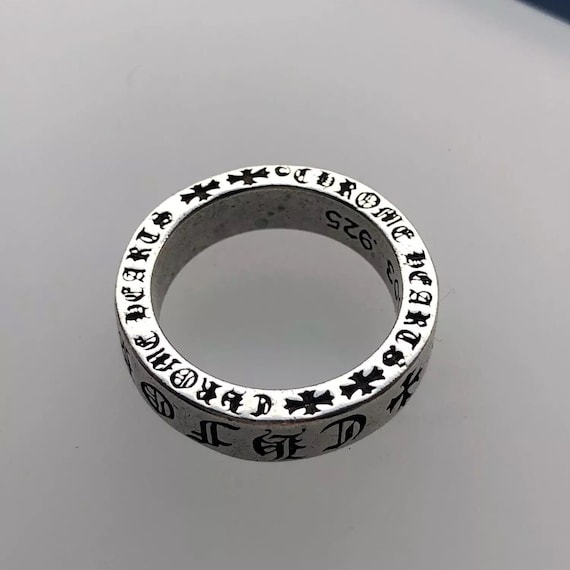 Chrome Hearts Style Fashion Sterling Silver Band Ring Jewelry Unisex 