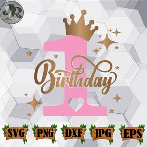 First Birthday SVG, 1st Birthday Svg, Birthday Svg, First Birthday Cricut, cutfile, It&#39;s my Birthday Svg, baby girl birthday svg,