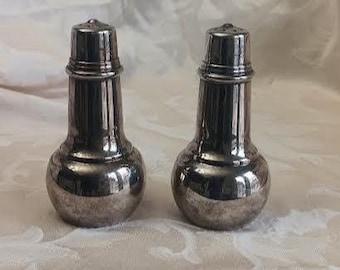 International Silver Co. silver-plated bulbous salt and pepper shakers, 1950's.