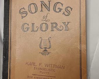 Vintage Songs of Glory Hymnal, Antique Hymn Book, Religious Music Book