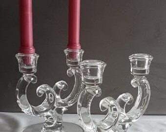 ヴィンテージ クリスタル ダブルヘッド キャンドルスティック - Etsy 日本