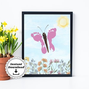 Butterfly Footprint Art | Preschool Summer Spring Craft | Handprint Craft for Kids | Toddler keepsake Gift | Printable Preschool Craft