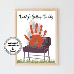Daddy's Grilling Buddy Handprint | Father's Day Handprint Art | Grill Handprint Craft | Printable Preschool Craft