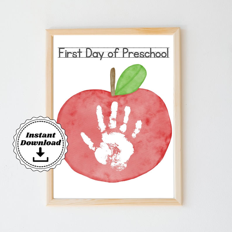 First Day of Preschool Handprint Art First Day of School Handprint DIY