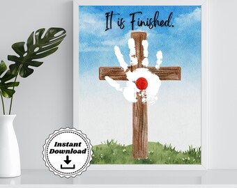 Easter Handprint | Easter Printable | Preschool Craft | Sunday School Crafts | Handprint DIY craft art | It is Finished Easter Art