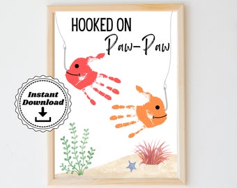 Hooked on Daddy Handprint | Father's Day Handprint Art | Handprint ...