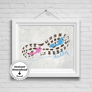 Following in Your Footsteps Footprint Art | Handprint Craft for Kids | Toddler Father&#39;s Day Gift | Dad Gift | Printable Preschool Craft