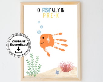 O FISH Ally in Pre-K Handprint Art | First Day of School Handprint | DIY Fish Art | School Craft