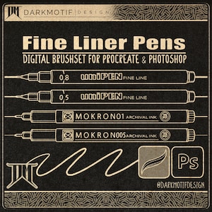 ファインライナーペン ブラシセット デジタルブラシ ラインワークと点描 Procreate & Photoshop用