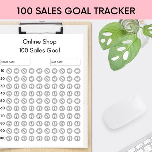 Printable Sales Goal Tracker, 100 Sales Coloring Tracker, Small Business Sales Tracker