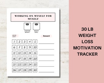Weight Loss Tracker, 30 lb Goal Chart (PDF)