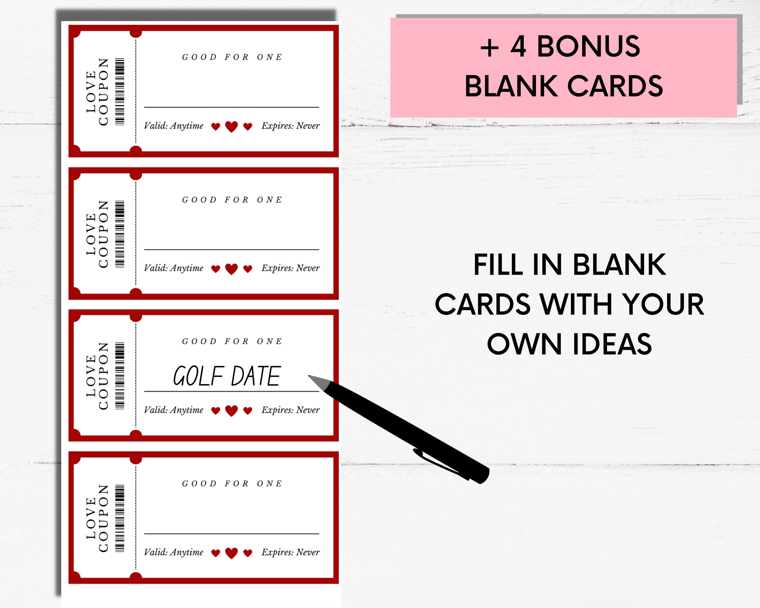 Printable Love Coupon Book for Valentine's Day, Birthday or Anniversary ...