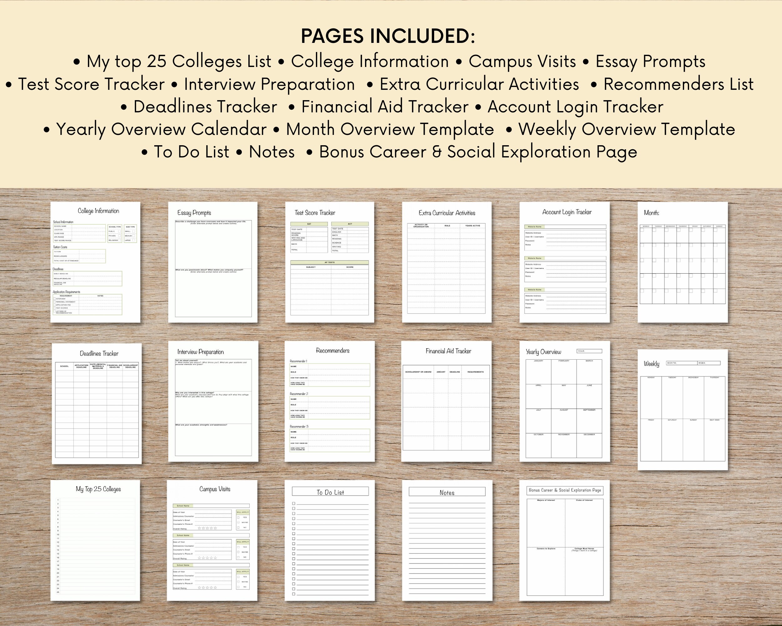 Printable College Admissions Application Planner | College Guide - Etsy