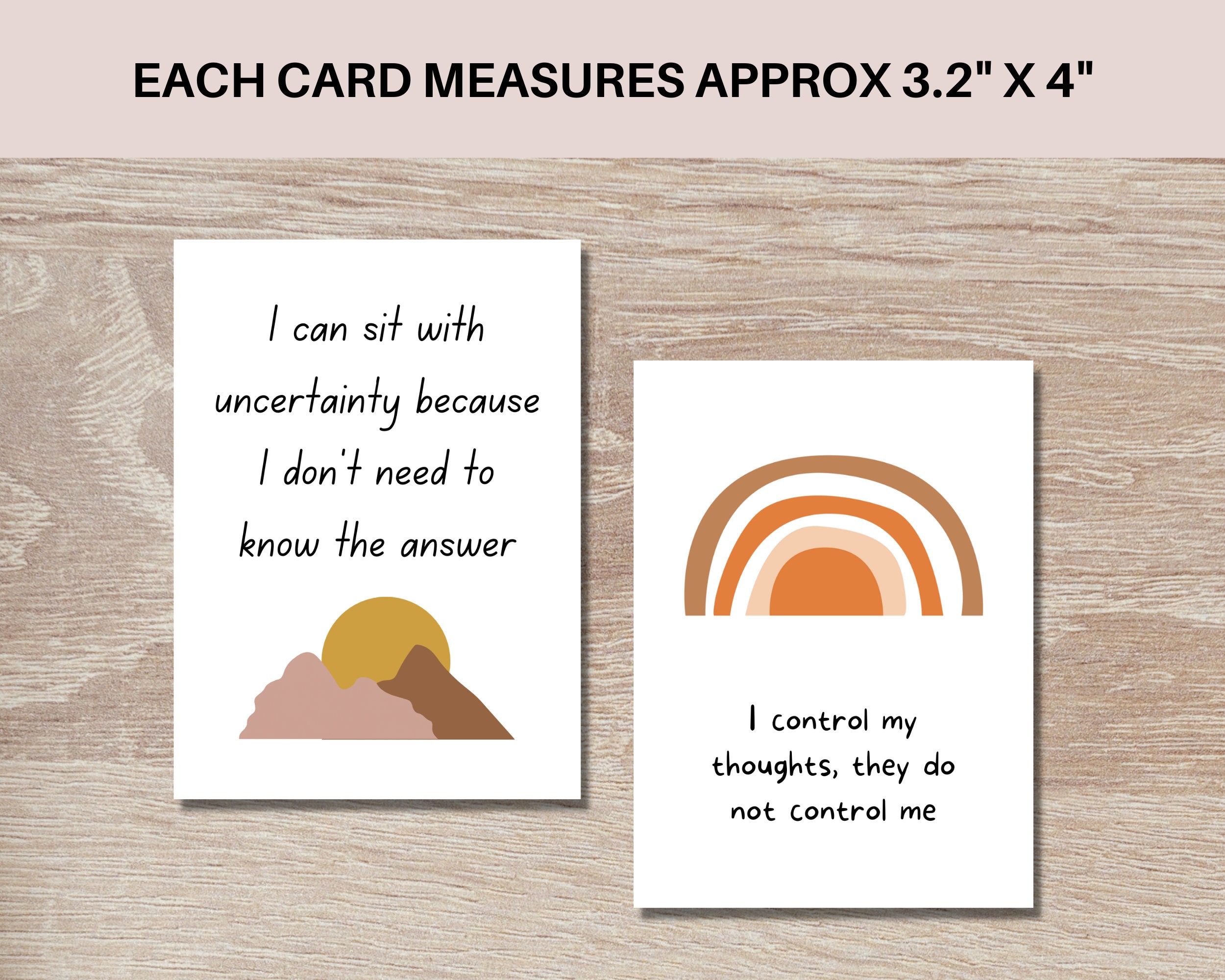 Printable Anxiety Affirmation Cards, Mental Health Boho Cards, Mental ...