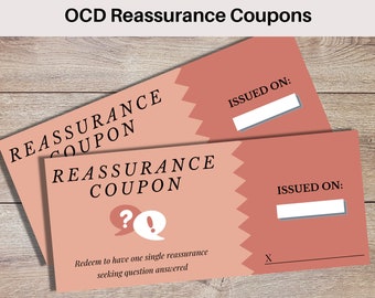 OCD Reassurance Coupons: Obsessive Compulsive Disorder, OCD in Kids, Adult OCD, Anxiety, Mental Health Support