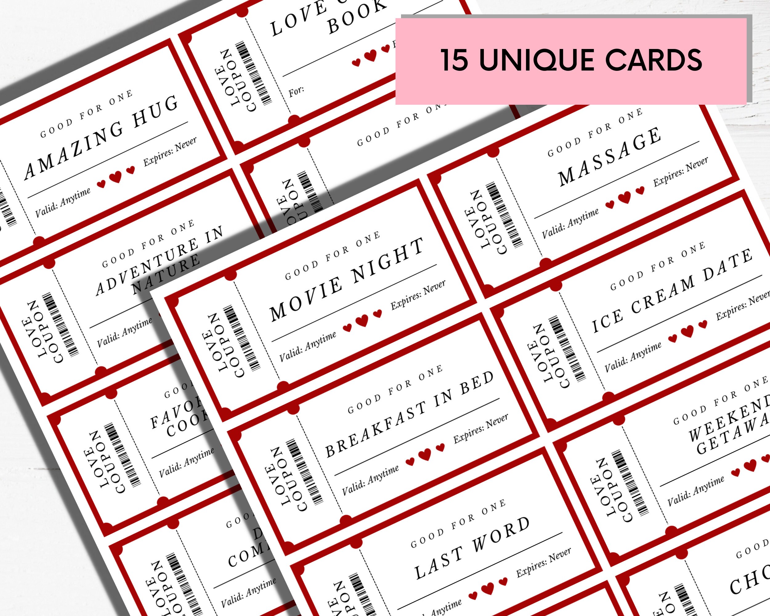 Printable Love Coupon Book for Valentine's Day, Birthday or Anniversary ...
