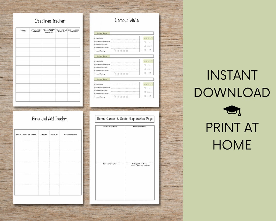 Printable College Admissions Application Planner | College Guide - Etsy