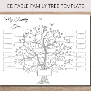 Editable Family Tree Template for Five Generations - Etsy