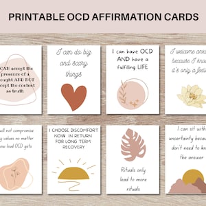 Printable OCD Affirmation Cards, ERP cards, Obsessive Compulsive Disorder, Exposure Response Prevention, Mental Health, Anxiety