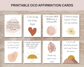 Printable OCD Affirmation Cards, ERP cards, Obsessive Compulsive Disorder, Exposure Response Prevention, Mental Health, Anxiety